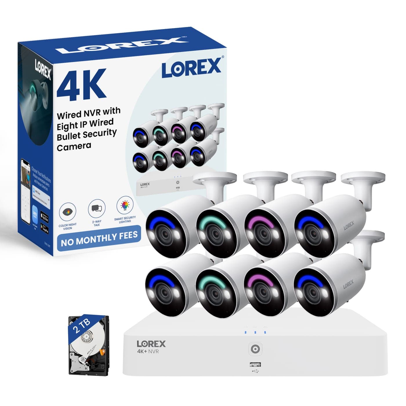 Lorex Classic 4K+ 2TB Wired NVR System with 8 4K IP PoE Cameras